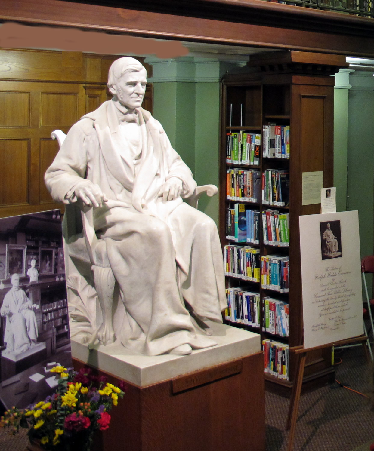 Ralph Waldo Emerson statue, Concord Free Public Library