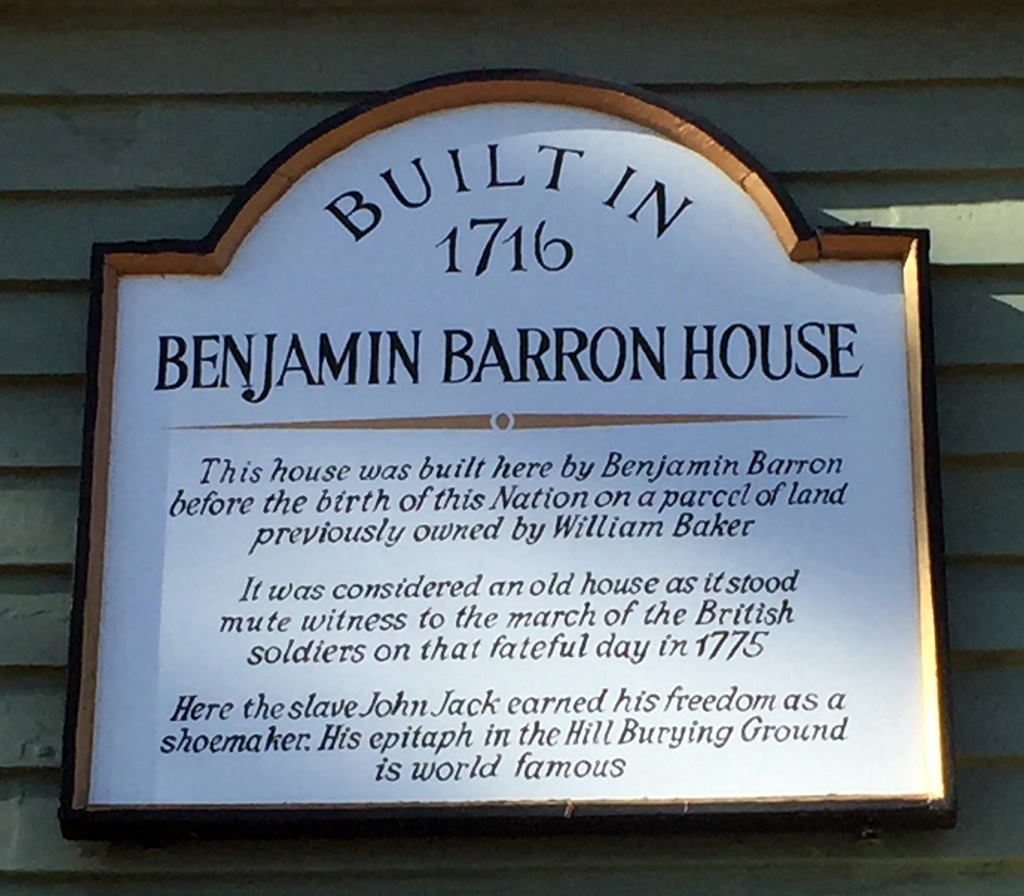 Sign on the Benjamin Barron House (1716)
