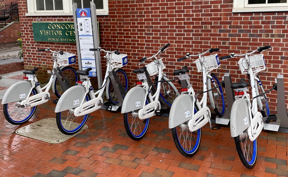 Minuteman Bike Share station behind the Concord Visitor Center